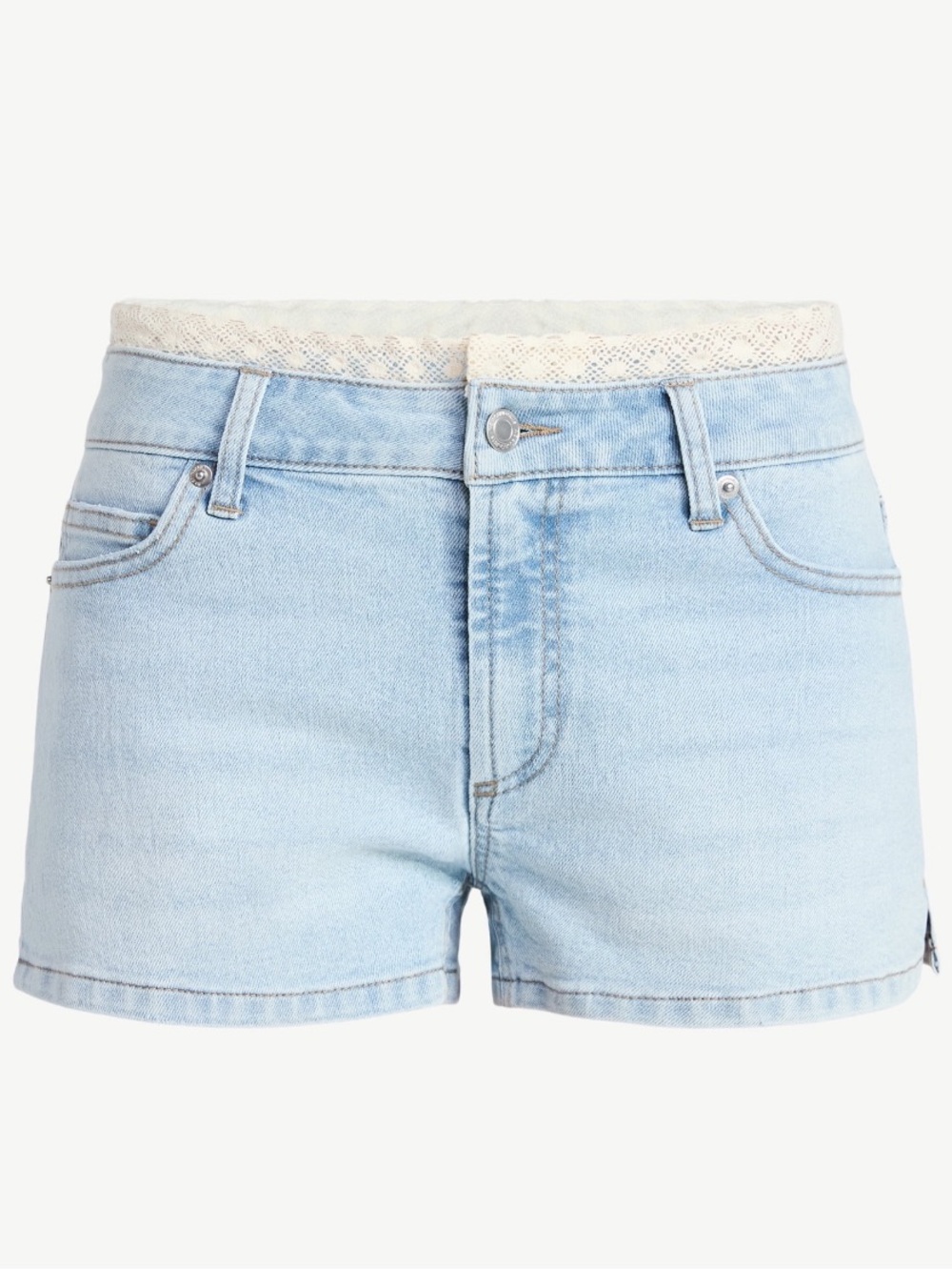 No Boundaries Women’s Light Wash Elevated Denim Shorts